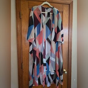 Womens Torrid 1 2  Geo Kimono Hi Lo Sheer Duster NWT